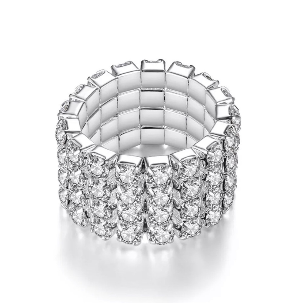 Silver Rhinestone Ring Sets